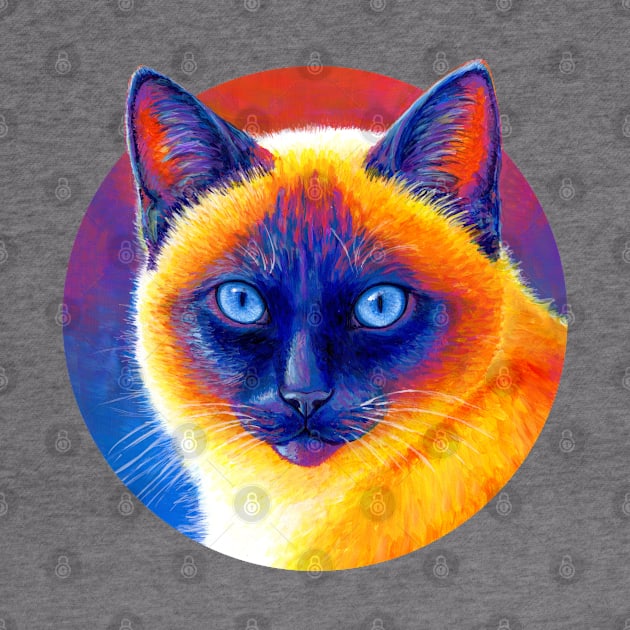 Jewel of the Orient Colorful Siamese Cat by rebeccawangart